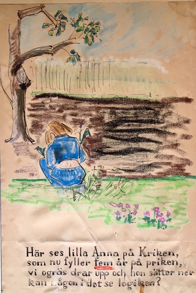 Liten Anna planterar ogräs